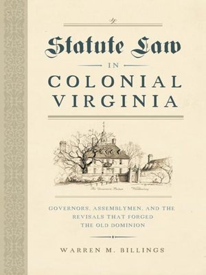cover image of Statute Law in Colonial Virginia